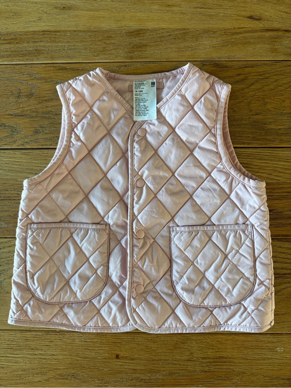 Uniqlo Light Pink Quilted Kids Vest